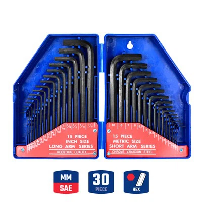 НАБІР ДОВГИХ ШЕСТИГРАННИХ КЛЮЧІВ 30 ШТ. (МЕТРИКА І SAE)