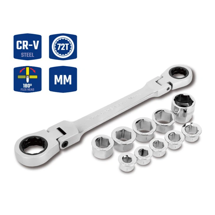 WORKPRO НАБІР ІНСТРУМЕНТІВ З ПОДВІЙНИМ КІЛЬЦЕВИМ І ГНУЧКИМ ХРАПОВИКОМ, 11 ШТ.