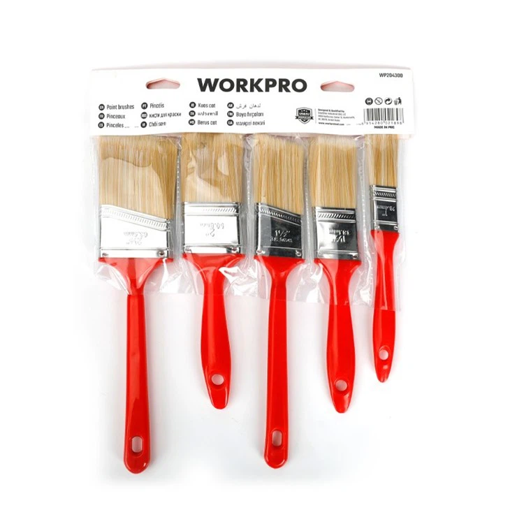 WORKPRO 5PC PLASTIC HANDLE PAINT BRUSH SET factory